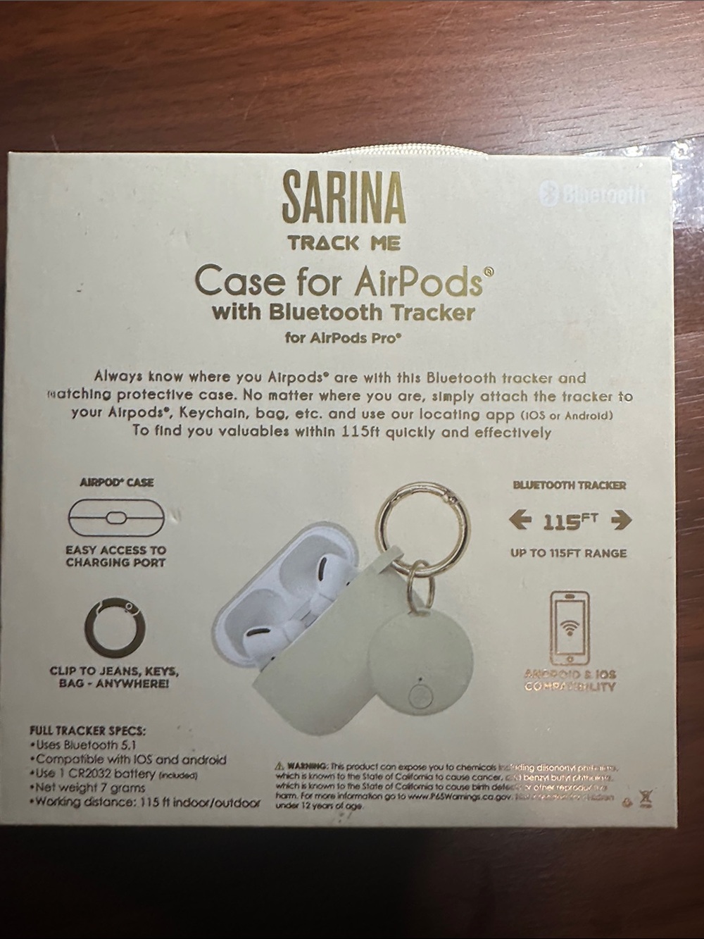 NWT Bluetooth "Track Me" Case for AirPods Pro in off white